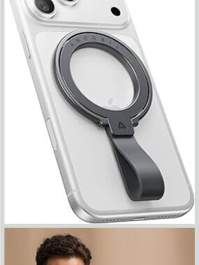 Black Phone Ring Grip with Foldable Stand
